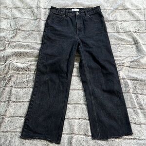 Zara Black Straight Leg High-Rise Jeans